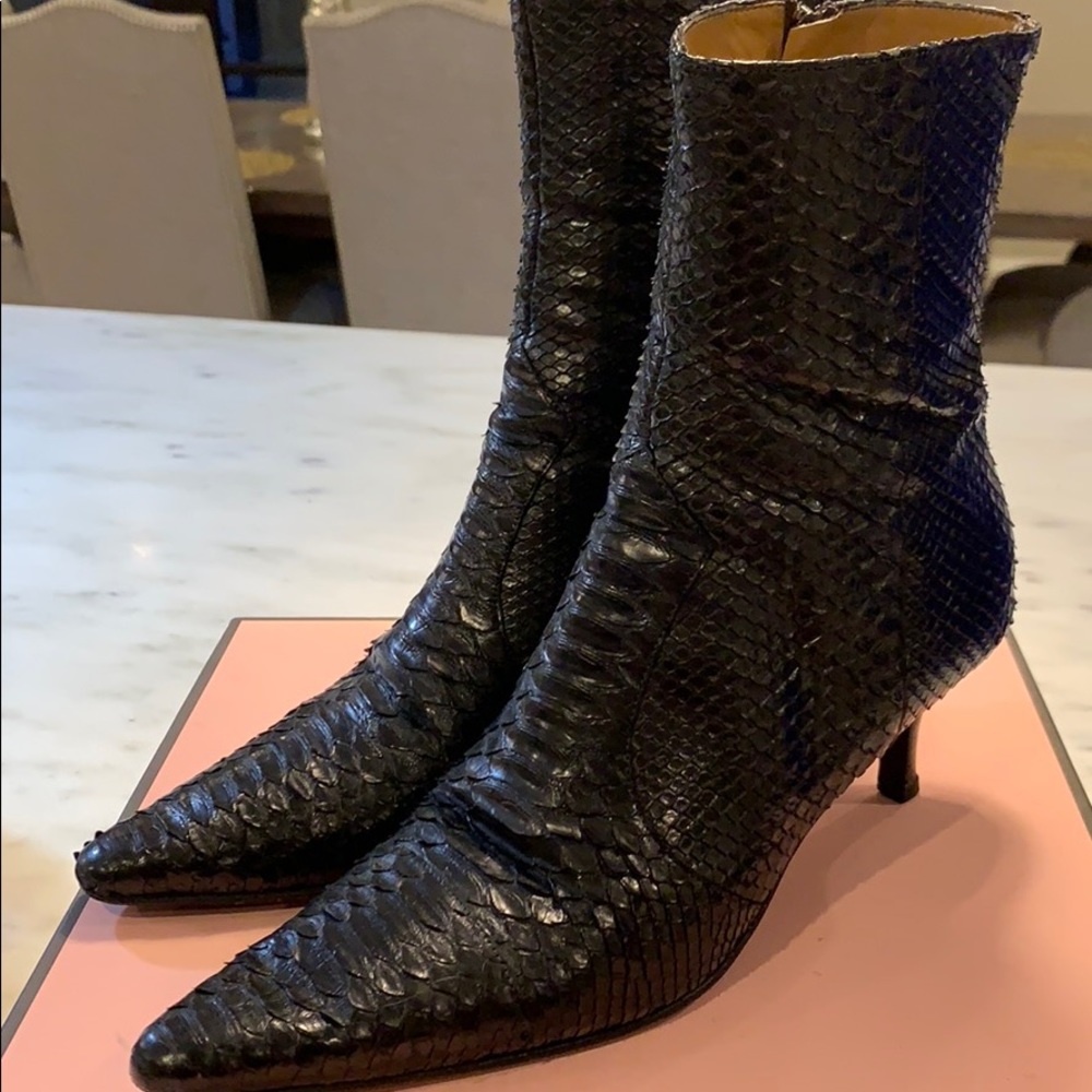 Real snakeskin Kitten Heel Booties
